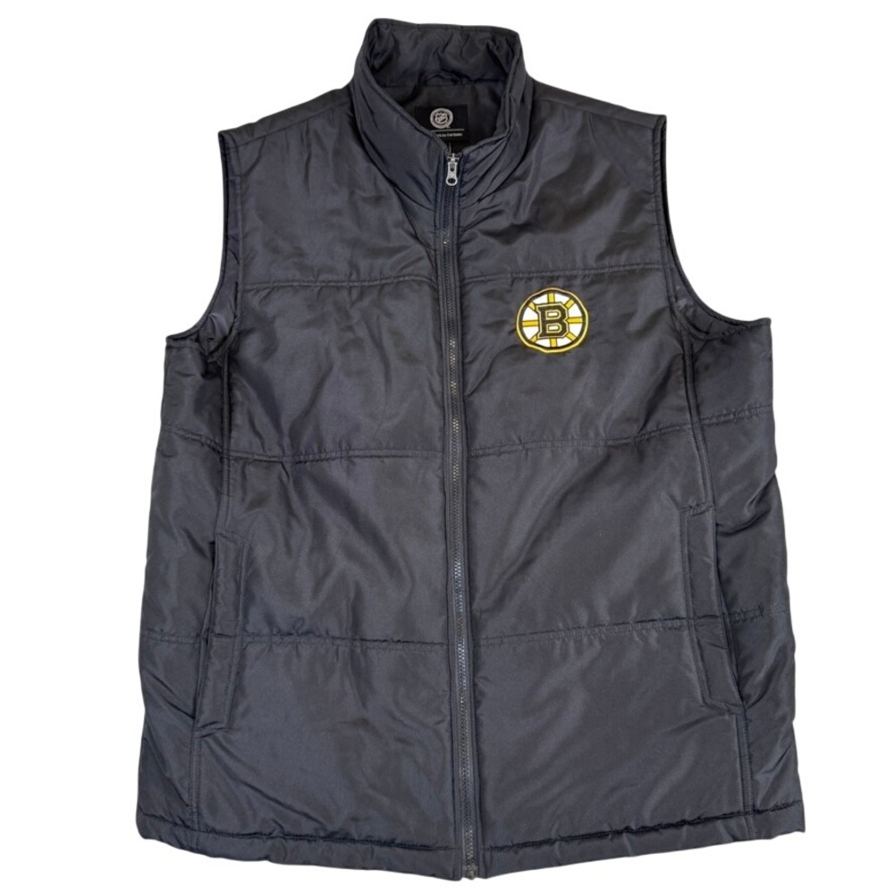 G-III Sports Boston Bruins NHL Puffer Vest Black Mens XL Full Zip Carl Banks